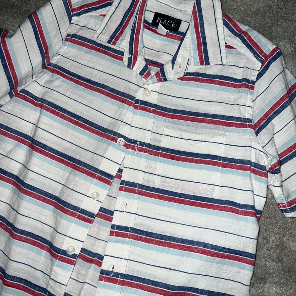 Boys Children’s Place 4th of July red, white & blue button down shirt
